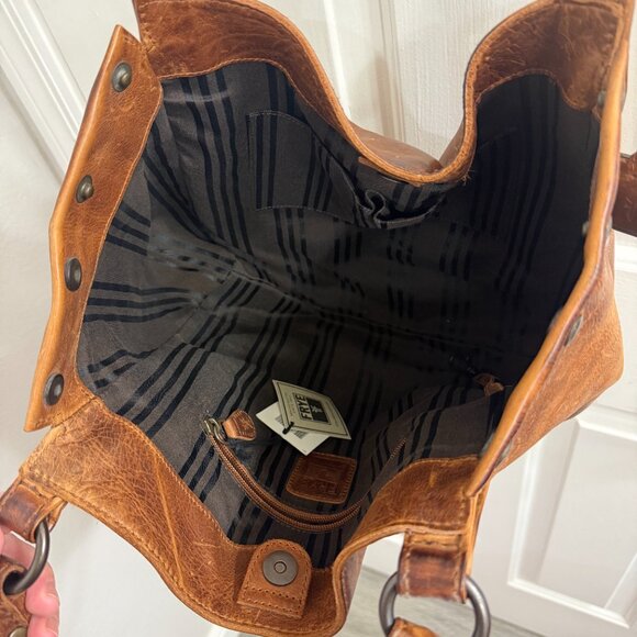 Frye Melissa Leather Tote Bag - Cognac NEW WITH TAGS - Picture 5 of 9